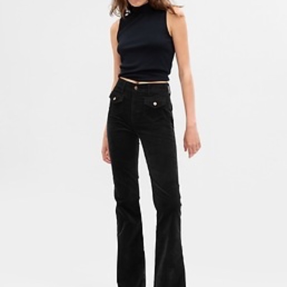 GAP Women's Corduroy Black 70’s High Rise Flare Jeans
